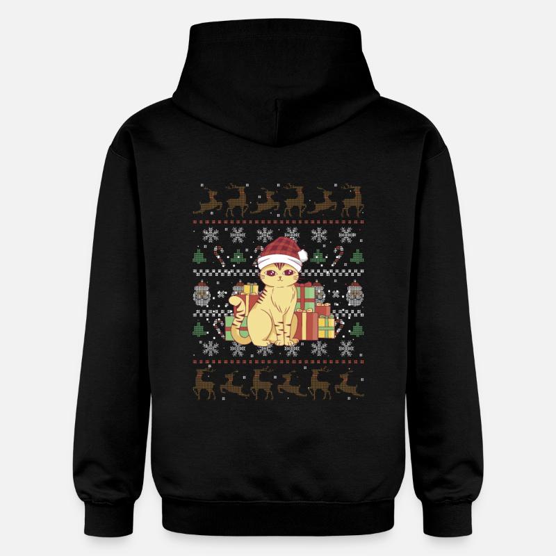 Mignon chat de Noël - Sweat à capuche Softstyle® Gildan Unisexe - noir