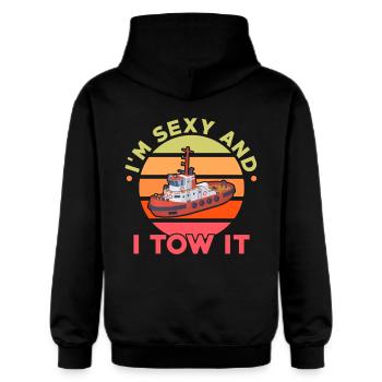 Schleppboot - Gildan Unisex Softstyle® Midweight Hoodie - Schwarz - Hinten - Nik (191cm)