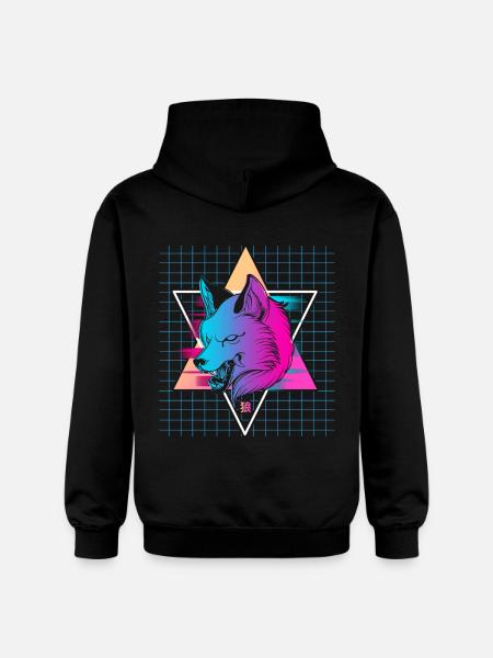 Japon Vaporwave Wolf - Sweat à capuche Softstyle® Gildan Unisexe - noir