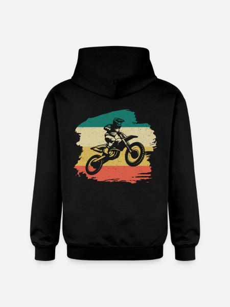 Motorcross Retro Gift - Gildan Unisex Softstyle® Midweight Hoodie - black