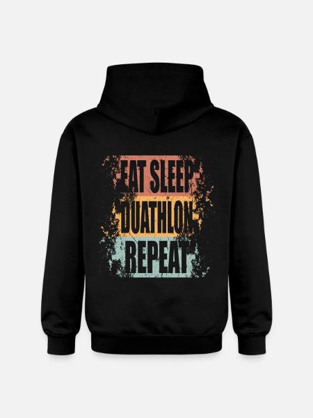 Duathlon Manger Dormir Répéter - Sweat à capuche Softstyle® Gildan Unisexe - noir