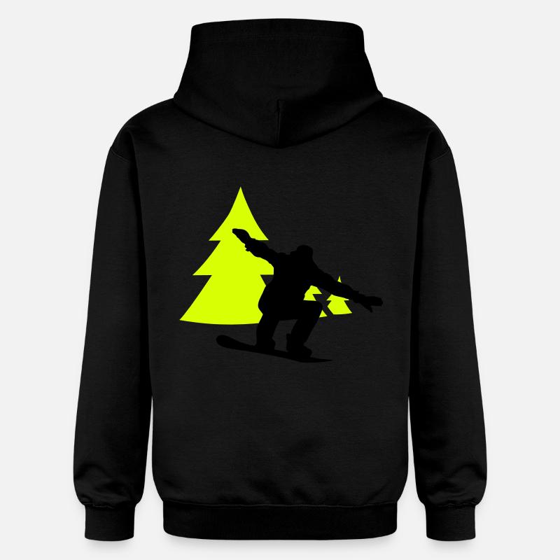 snowboarder trees - Sweat à capuche Softstyle® Gildan Unisexe - noir