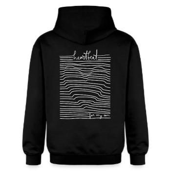 Heartbeat for my son. Mutterliebe zum Sohn Spruch - Gildan Unisex Softstyle® Midweight Hoodie - Schwarz - Hinten - Nik (191cm)