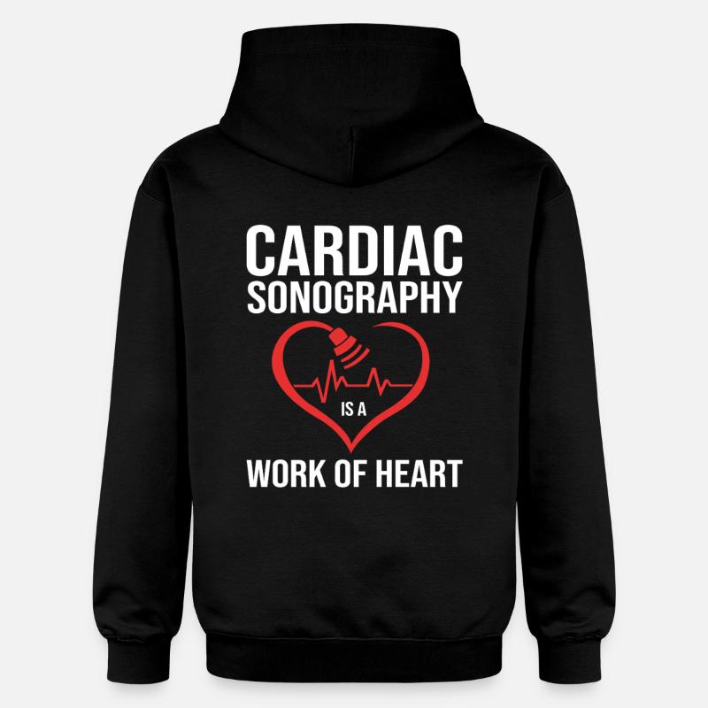 Cardiogramme, cardiographie, échographie, échographie - Sweat à capuche Softstyle® Gildan Unisexe - noir