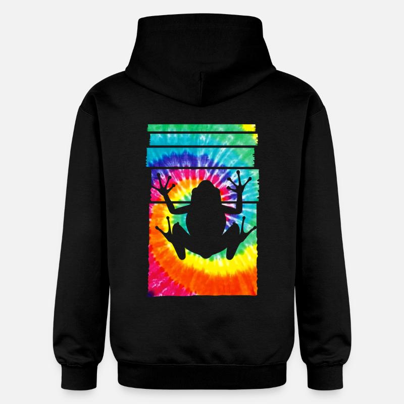 Grenouille Hippie Tie Dye - Sweat à capuche Softstyle® Gildan Unisexe - noir