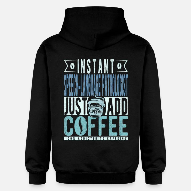 Language pathologist coffee saying - Gildan Unisex Softstyle® Midweight Hoodie - black