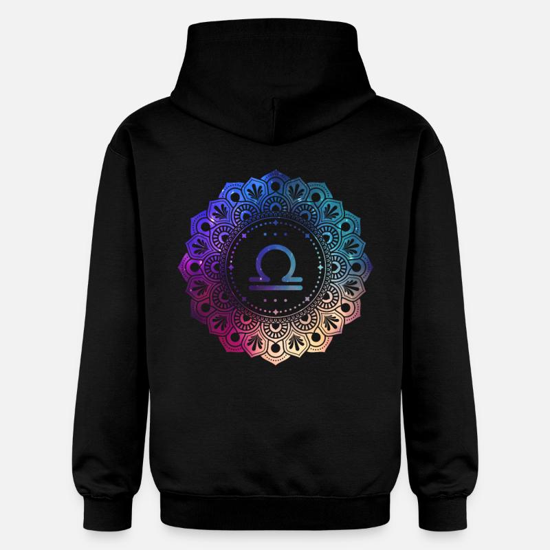 Symbole du zodiaque Balance Mandala - Sweat à capuche Softstyle® Gildan Unisexe - noir