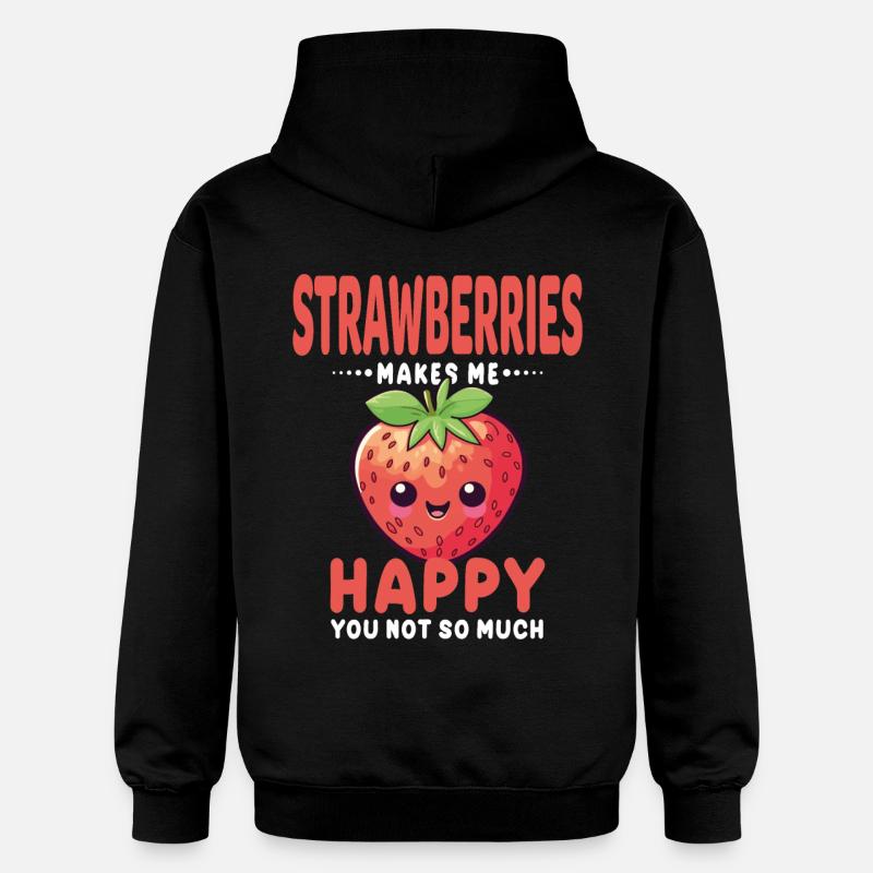Fraise Kawaii - Sweat à capuche Softstyle® Gildan Unisexe - noir