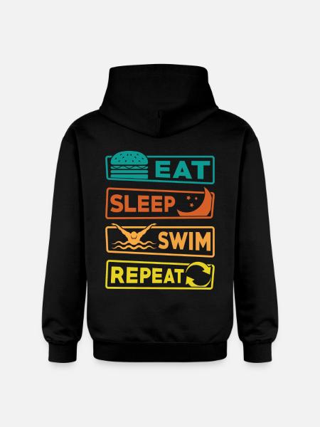 Manger Dormir Nager Répéter - Sweat à capuche Softstyle® Gildan Unisexe - noir