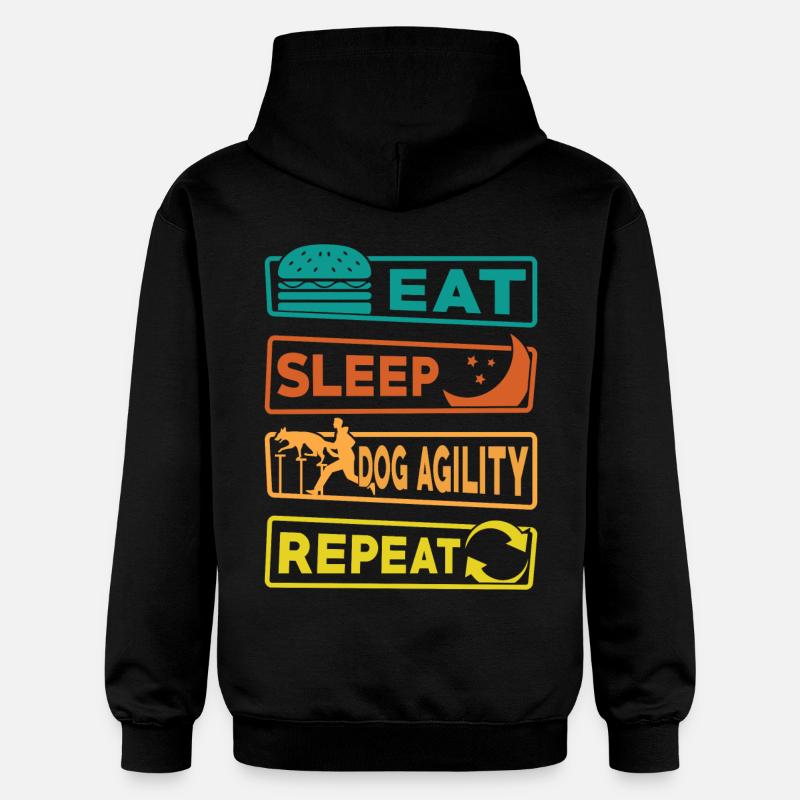 Manger Sommeil Chien Agilité Répéter - Sweat à capuche Softstyle® Gildan Unisexe - noir