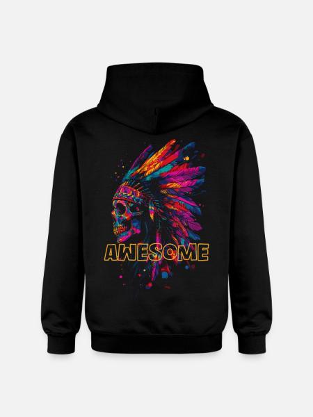 Awesome Indian Skull - Gildan Unisex Softstyle® Midweight Hoodie - black