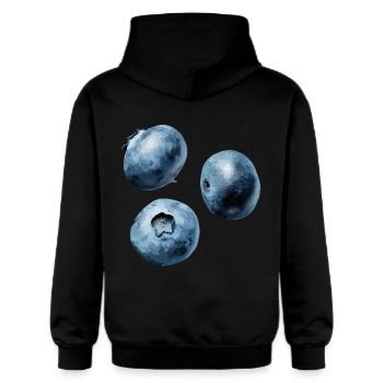 Blaubeeren - Gildan Unisex Softstyle® Midweight Hoodie - Schwarz - Hinten - Nik (191cm)
