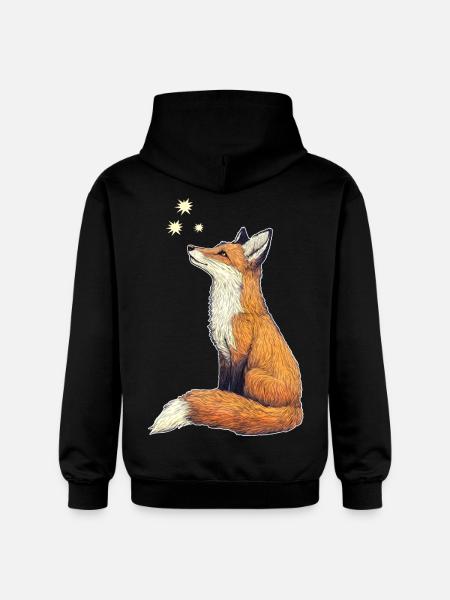 Fox with stars - Gildan Unisex Softstyle® Midweight Hoodie - black