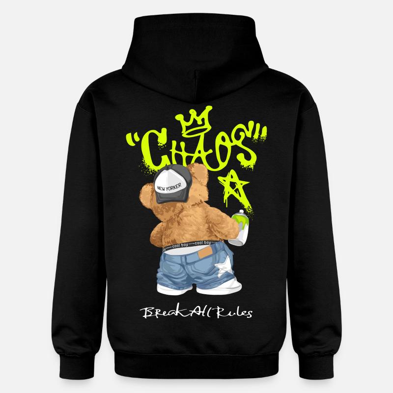 Chaos Bär Graffiti Break All Rules - Gildan Unisex Softstyle® Midweight Hoodie - Schwarz