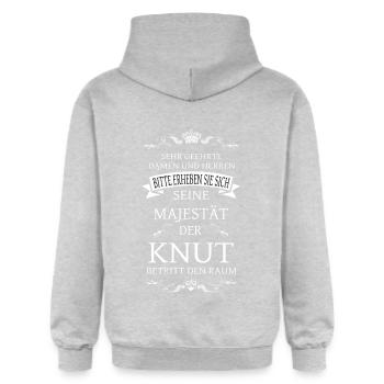 Seine Majestät der Knut betritt den Raum - Gildan Unisex Softstyle® Midweight Hoodie - Hellgrau meliert - Hinten - Liana (172cm)