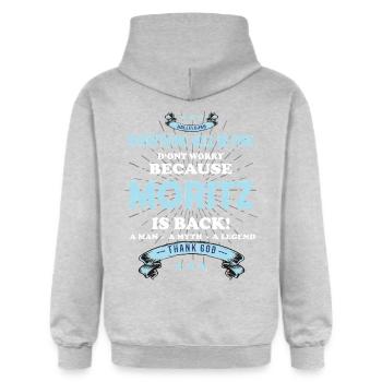 Tout ira bien Moritz est de retour - Sweat à capuche Softstyle® Gildan Unisexe - gris clair chiné - Dos - Liana (172cm)