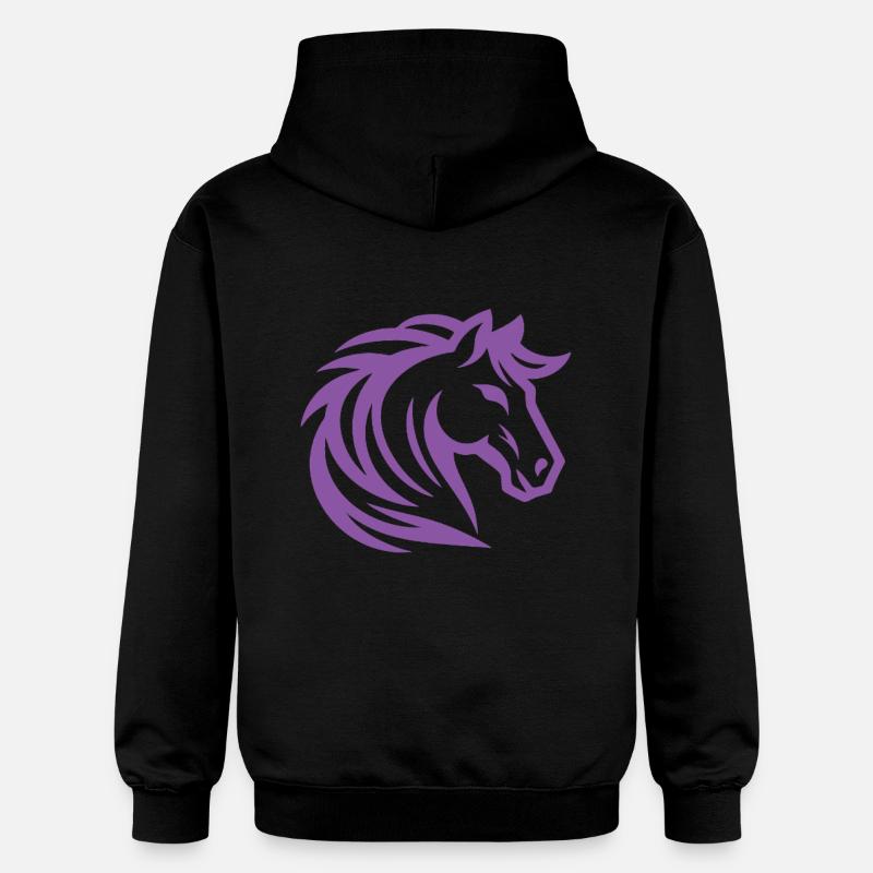 Design de cheval violet cool - Sweat à capuche Softstyle® Gildan Unisexe - noir