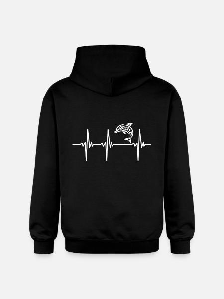 Heartbeat for dolphins - Gildan Unisex Softstyle® Midweight Hoodie - black