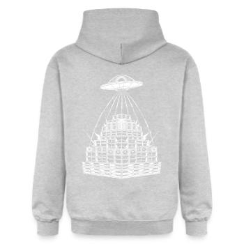 Rave Party Alien UFO Soundsystem - Gildan Unisex Softstyle® Midweight Hoodie - Hellgrau meliert - Hinten - Liana (172cm)