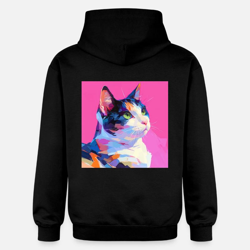 Chat, Motif De Chat - Sweat à capuche Softstyle® Gildan Unisexe - noir