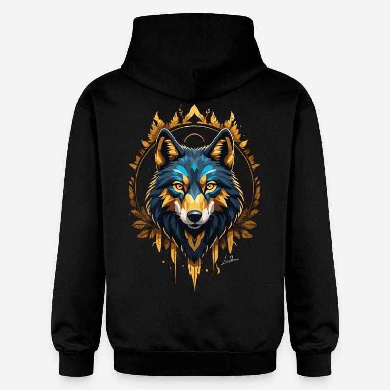Loup or géométrique - Sweat à capuche Softstyle® Gildan Unisexe - noir