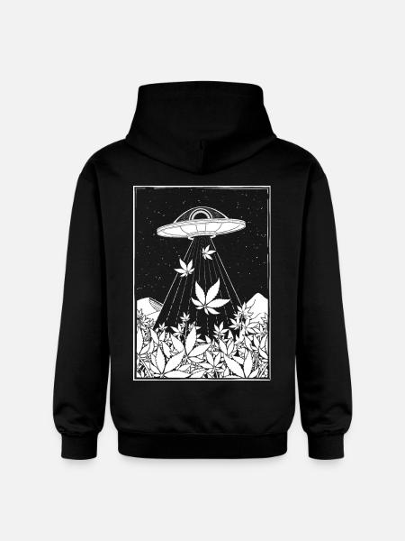 Alien DMT collects Weed - Gildan Unisex Softstyle® Midweight Hoodie - black
