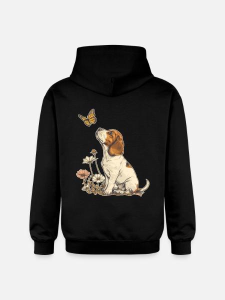 Beagle and Butterfly - Gildan Unisex Softstyle® Midweight Hoodie - black