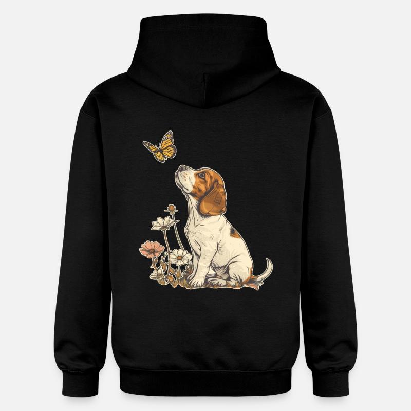 Beagle et papillon - Sweat à capuche Softstyle® Gildan Unisexe - noir