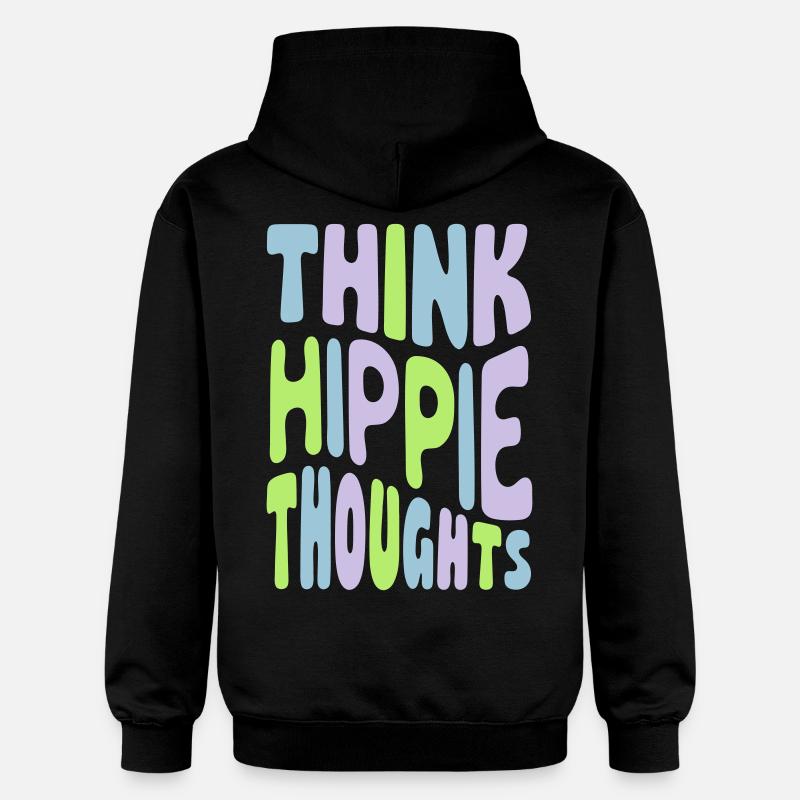 Pensez aux pensées hippies - Sweat à capuche Softstyle® Gildan Unisexe - noir