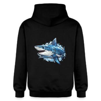 White Shark Fish Sea - Gildan Unisex Softstyle® Midweight Hoodie - black - Back - Nik (191cm)