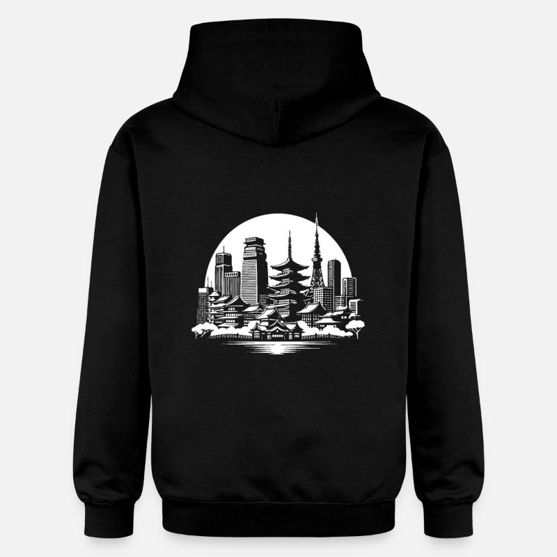 Métropole asiatique – Skyline Design - Sweat à capuche Softstyle® Gildan Unisexe - noir