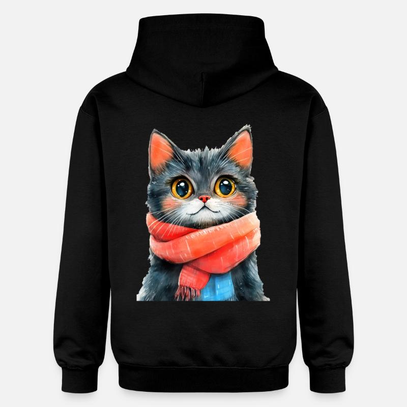 Chat d’hiver - Sweat à capuche Softstyle® Gildan Unisexe - noir