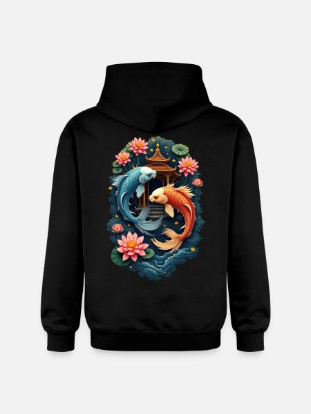 Koi Fishes - Gildan Unisex Softstyle® Midweight Hoodie - black