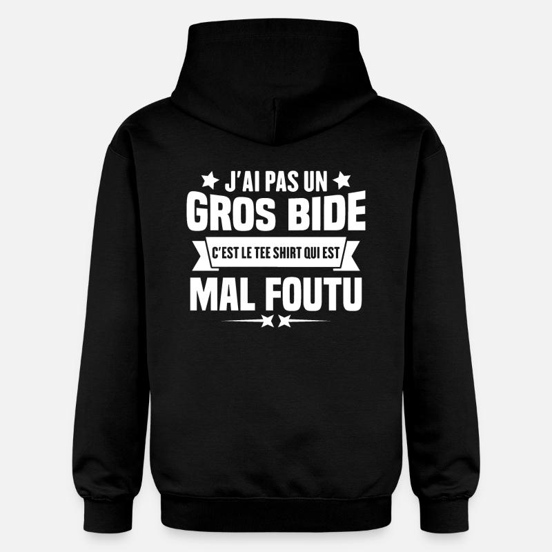 J'ai Pas Un Gros Bide Humour cadeau - Sweat à capuche Softstyle® Gildan Unisexe - noir