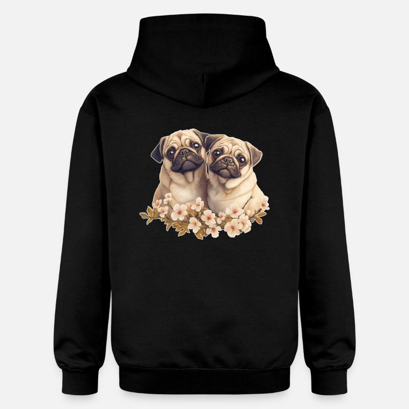 Mopspaar Mops - Gildan Unisex Softstyle® Midweight Hoodie - Schwarz