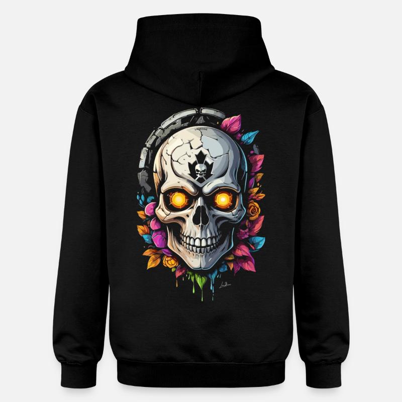 Crâne fleurs - Sweat à capuche Softstyle® Gildan Unisexe - noir