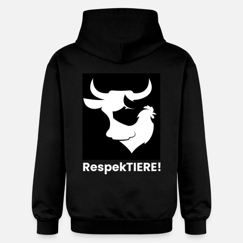 Respect des silhouettes d’animaux Bœuf, Cochon, Poulet - Sweat à capuche Softstyle® Gildan Unisexe - noir