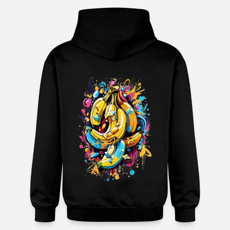 Graffiti Bananes - Sweat à capuche Softstyle® Gildan Unisexe - noir