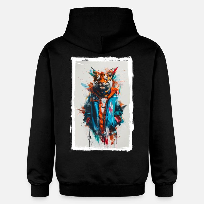 Bunter Tiger - Gildan Unisex Softstyle® Midweight Hoodie - Schwarz