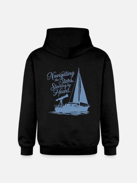 Sailing, Sailboat, Stars, Telescope - Gildan Unisex Softstyle® Midweight Hoodie - black