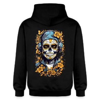Golden Sugar Skull - Gildan Unisex Softstyle® Midweight Hoodie - black - Back - Nik (191cm)