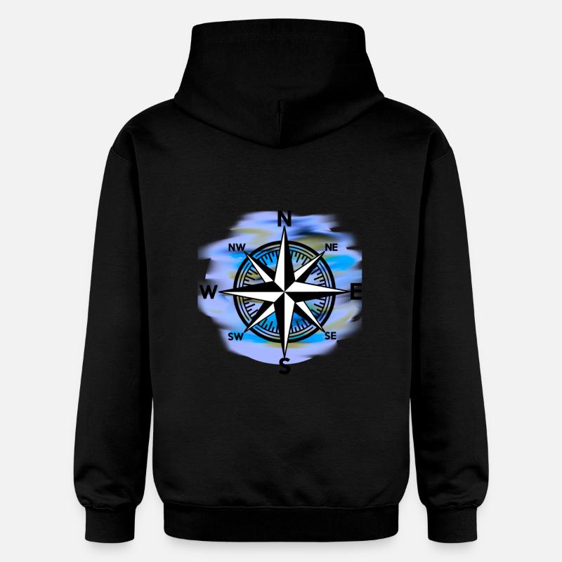 Windrose Kompass maritim Seefahrt - Gildan Unisex Softstyle® Midweight Hoodie - Schwarz