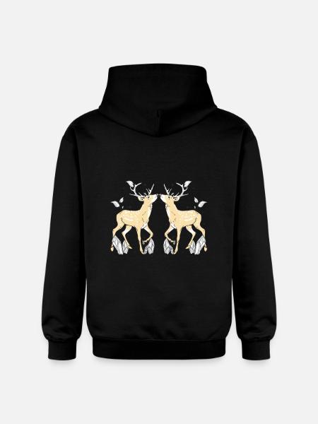 antlers, roe deer, roebuck, wildlife, red deer - Gildan Unisex Softstyle® Midweight Hoodie - black