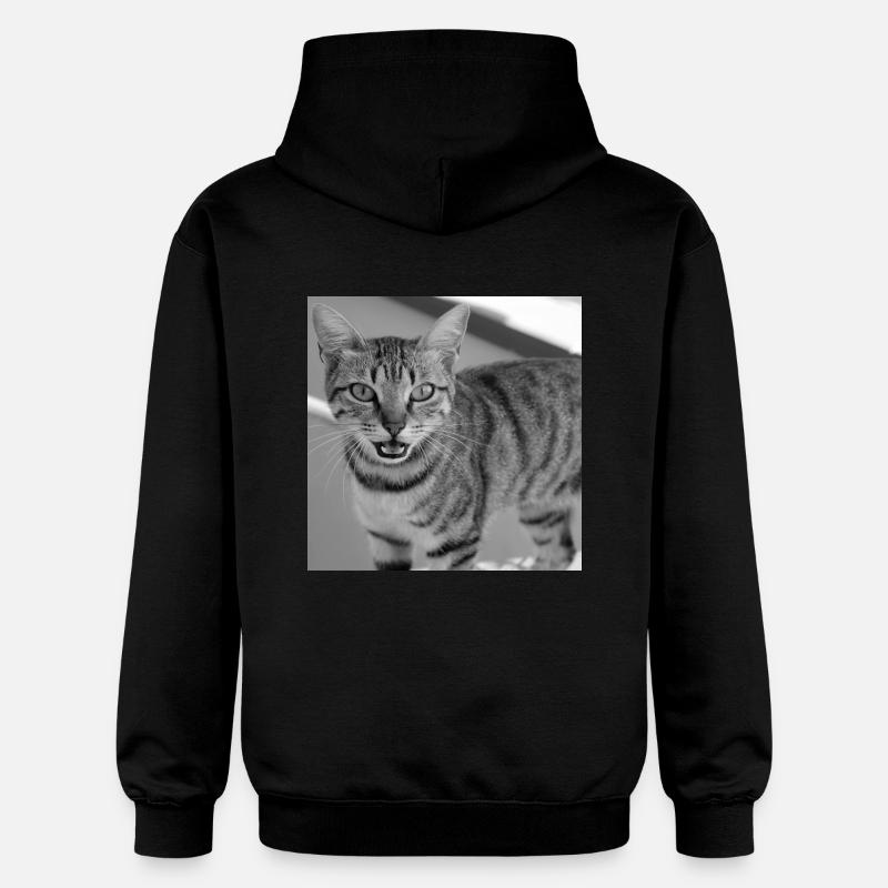Portrait de chat blanc-noir - Sweat à capuche Softstyle® Gildan Unisexe - noir