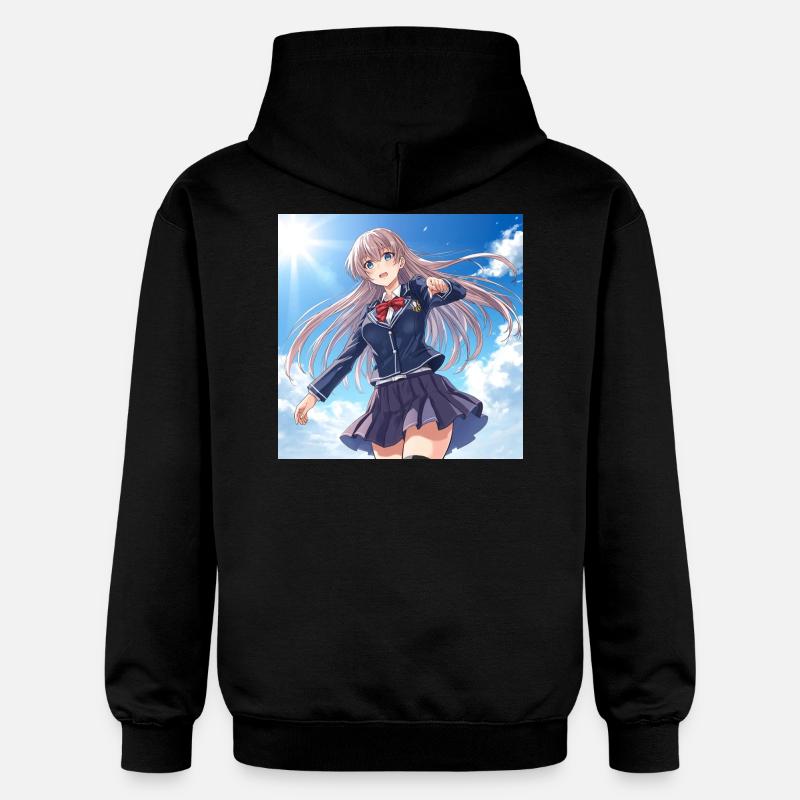 Écolière dans un ciel bleu - Sweat à capuche Softstyle® Gildan Unisexe - noir