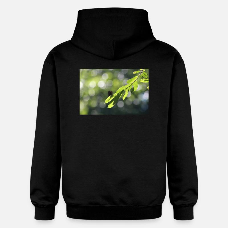 Calopteryx derrière la feuille - Sweat à capuche Softstyle® Gildan Unisexe - noir