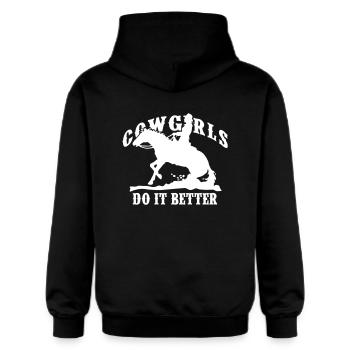 Cowgirls Do It Better - Slide Stop - Gildan Unisex Softstyle® Midweight Hoodie - Schwarz - Hinten - Nik (191cm)