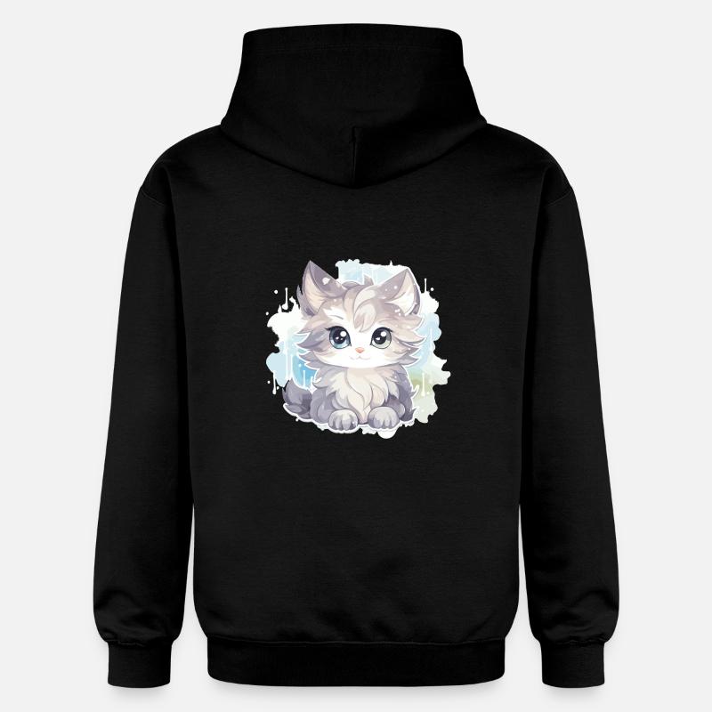 Chat - illustration - Sweat à capuche Softstyle® Gildan Unisexe - noir