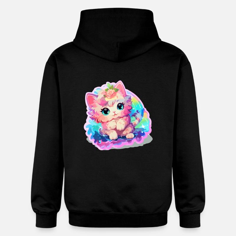 Chat - illustration - Sweat à capuche Softstyle® Gildan Unisexe - noir