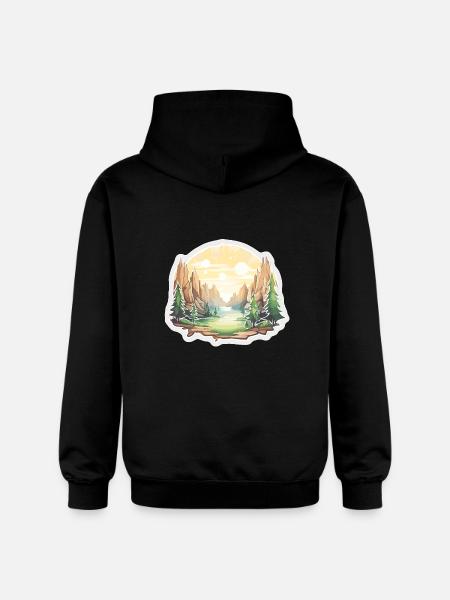 Landschaft - Illustration - Gildan Unisex Softstyle® Midweight Hoodie - Schwarz